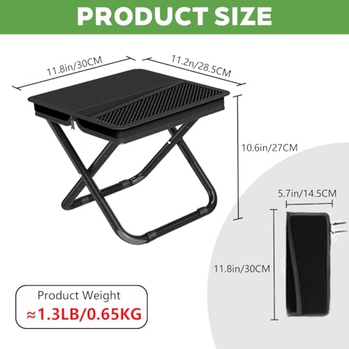 2-in-1 Collapsible Camping Stool & Sling Bag / 220LB Load Capacity Folding Portable Fishing Stool/Collapsible Stool for Camping, Hiking, Fishing, Gardening & Beach Outdoor Activities - color: Black, size: Large