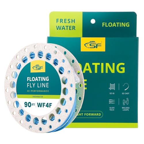 SF Fly Fishing Line with Two Welded Loops Weight Forward Floating Fly Lines Trout 90FT WF2 3 4 5 6 7 8 9F Multi-Color Freshwater - color: Sky Blue, size: WF4F 90FT Line