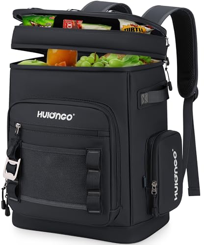 Hulongo Large Waterproof Insulated Cooler Backpack for Men & Women, Leak Proof Cooler Backpack for Camping, Beach, Fishing, Picnic, Travel, Outdoor, 30L, 48Cans - color: pure black