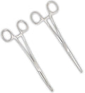 ADROIT 5" (12.7 cm) Hemostat Forceps Set | Stainless Steel | Curved & Straight Designs | Adjustable Tension & Locking | Ideal for Fishing, Sewing, Household, Medical - size: 5", style: Straight & Curved