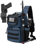 Tactical Sling Tackle Backpack Holster Fishing Crossbody Shoulder Strap Bag 15L Water Bottle Molle Accessories Pouch - color: Blue