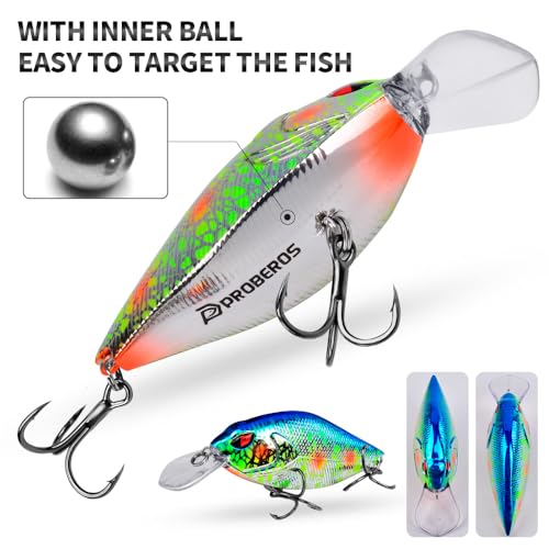 PROBEROS Crankbaits Set Fishing Lure Hard Baits Swimbaits Boat Ocean Topwater Lures Kit Fishing Tackle Hard Baits Set for Trout Bass Perch Fishing Topwater Lures Set - color: 654-0.53oz/3.2inch-6pcs