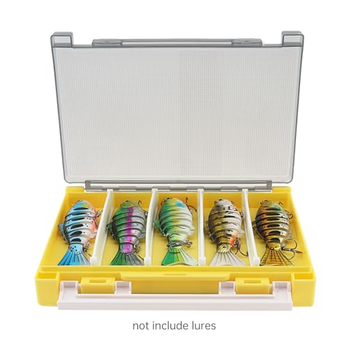 Double Sided Fishing Lure Box Organizer, Fishing Tackle Box Storage Hard Plastic Container Case for Lure Bait Hooks Beads Jewelry Earring - color: Yellow