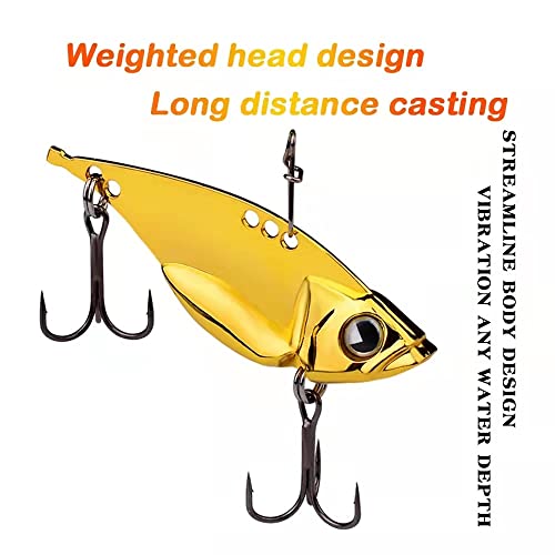 5 Pack Metal Blade Baits for Bass Fishing Lures Hard Metal VIB Fishing Spoons Crankbaits Swimbaits for Trout Walleye Crappie Saltwater Blade Bait Fishing - color: Silver Blade Baits_5pcs/box