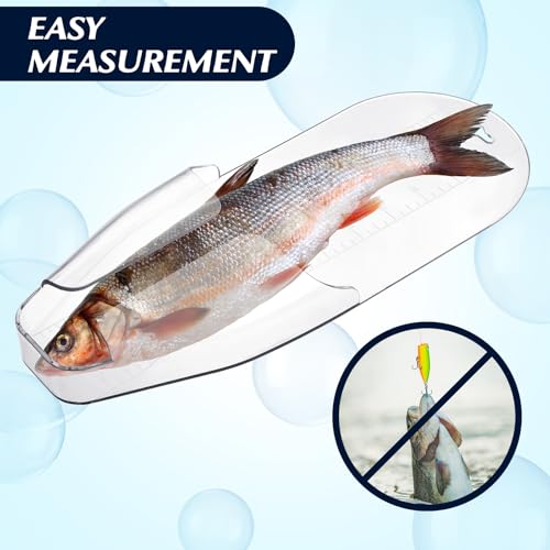JellyArch 2 Pcs Crappie Fast Check Fish Measuring Board 13.5 x 5.3'' PC Plastic Fish Ruler Crappie Measuring Checker Bump Board Device Easy to Clean Fishing Gear Accessories, Blue and White