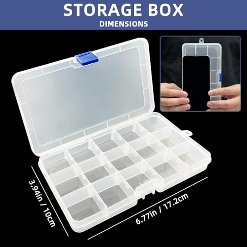 DUOFIRE Plastic Organizer Container Storage Box Adjustable Divider Removable Grid Compartment for Jewelry Beads Earring Container Tool Fishing Hook Small Accessories（15 grids，White x 2） - color: White - 15 Grids, size: 2 pack