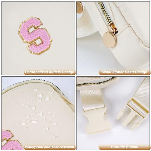 Uygafly Birthday Gifts for 4 5 6 7 8 9 10 11 12 13 Year Old Girl,Gift for Teen Girls Kids Toddler,Personalized Initial Fanny Pack Purse Crossbody Bag Belt Bag Cute Trendy Stuff | Cream,S - color: Cream, style: S