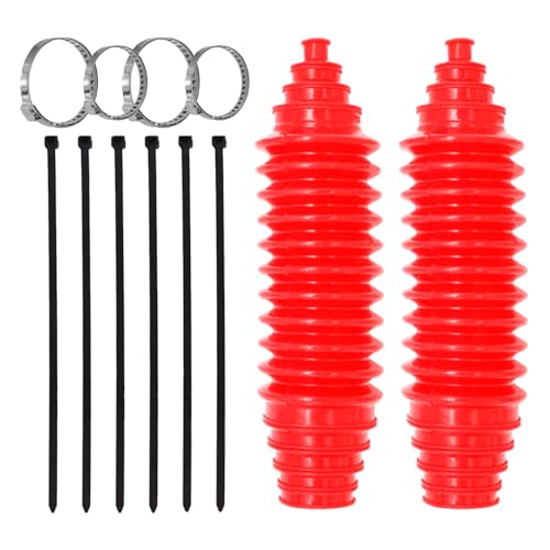 Steering Rack and Pinion Boot Kit, Universal Silicone Bellow Steering Rack Guide Kit with 6 Cable Ties & 4 Clamps, Auto Inner Tie Rod Boot 103-3070 Bellow Car Boots Accessories（Red) - color: Red
