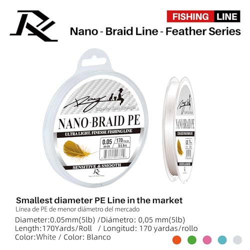 Ultra Slim Braided PE Fishing Line, Strong Knot Strength, Deign for Ultra Light Freshwater Fishing, Come with 3lb Test or 5lb Test, 170Yds Each Spool - color: White, size: 0.05mm-5Lbs