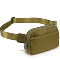 Pander Everywhere Belt Bag for Women, 5 Zipper Pockets Nylon Crossbody Fanny Pack Purse (Dark Moss) - color: Dark Moss