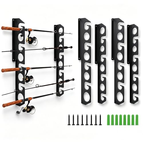 WIPHANY Fishing Rod Racks Wall or Ceiling Fishing Rod/Pole Rack Holder Storage Hook Holds Fishing Rods Wall Mounted for Garage Cabin and Basement - color: Black-Classic Store 16 rods