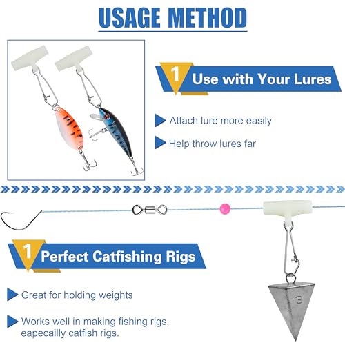 Fishing Line Sinker Slides- 30pcs Stainless Steel Braid Line Sinker Slider with Duo-Lock Snap High-Strength Line Weight Connectors for Saltwater Surf Fishing Rigs Catfishing - style: Luminous-30pcs