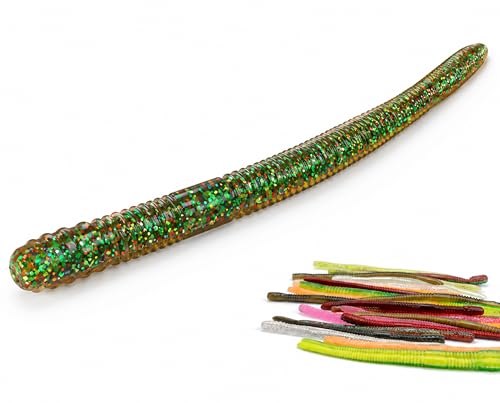 10Pcs Soft Plastic Worms for Bass Fishing, Multicolor Stick Worm Set, Freshwater Fishing Bait
