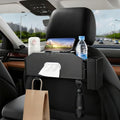 7-In-1 Car Seat Back Organizer with Cup Holders, Tissue Box, Removable Trash Can & Hooks, Multifunctional Car Seat Back Storage Box, Extra Headrest Cup Holder for Backseat (Black02) - color: Black02