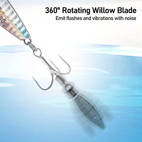 Dr.Fish 5 Pack Metal Jigging Spoon Saltwater Fishing Jigs Spoons Lures Casting Vertical Diamond Jig Lures Freshwater Bass Striper Mackerel Halibut - size: 1/4oz-Hook 10#