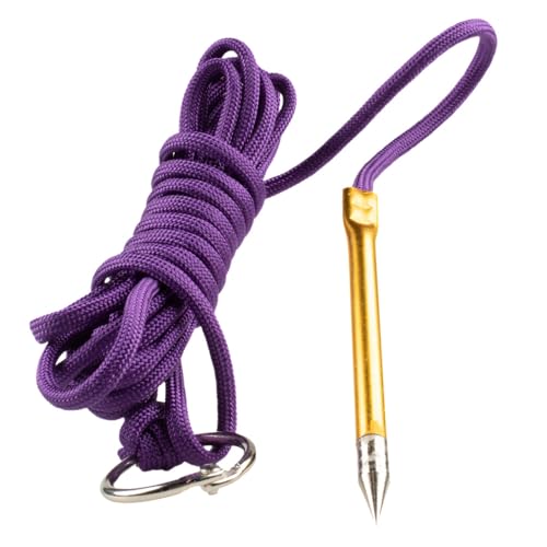 10 Foot 550lb Paracord Fishing Stringer Fish Holder with Metal Threading Needle and 1 Inch Split Ring - color: Purple