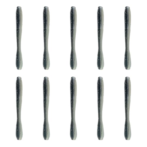6th Sense – Bounce Worm Bass Fishing Lure Soft Plastic Worm for Wacky Neko Drop Shot Texas Rig - color: 4K Shad, size: 3.8in. (10/pk)