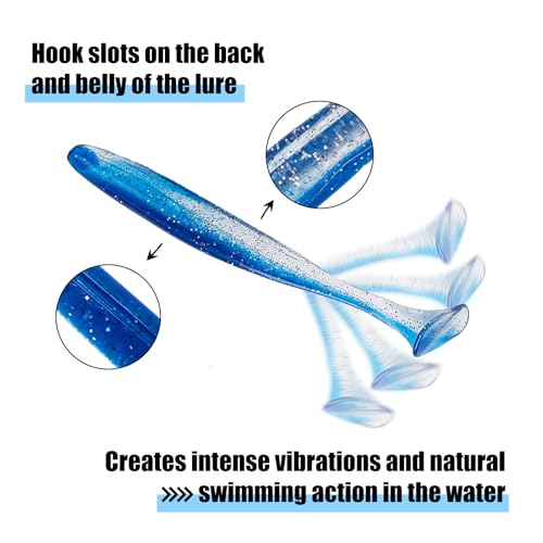 Paddle Tail Swimbaits FS/RE-10 | for Bass Fishing,14 Colors ,Fishing Lures with Flash Blade,Freshwater Saltwater ,Bass Bait,for Trout Catfish Pike - color: Color C, size: 9cm,50pcs