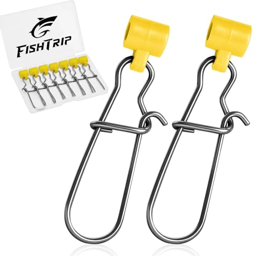 FishTrip Sinker Slides for Fishing Rigs - 25/50/100pcs Duo Lock Snaps for Fishing Line Heavy Duty Weights Sinkers Saltwater Connector Accessories - color: Yellow, size: S#_25pcs