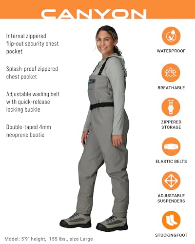 FROGG TOGGS Women's Waterproof Canyon Fishing Stockingfoot Chest Wader for Fishing - size: Medium
