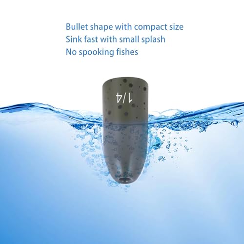 12 Pack Tungsten Bullet Fishing Weights, Insert Free Worm Sinkers, 1/8 3/16 1/4 3/8 1/2 oz - color: No Chip Black, size: 1/4 oz - 5pcs
