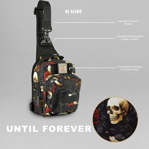 WOLFpak 4L Mini Tactical Sling Bag (Until Forever) Compact Crossbody Backpack for Gym, Travel & EDC | Tactical Shoulder Bag with Multiple Pockets – Lightweight, Durable Sling Pack for Men & Women - color: Until Forever