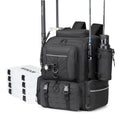 WANOON Fishing Backpack 45L with 4 Tackle Boxes | Durable & Comfortable, Waterproof Insulated Bait Pocket, 4 Rod Holders - color: Black, size: 45L-With Tackle Boxes