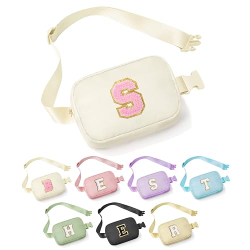 YOOLIFE Birthday Gifts for 3 4 5 6 7 8 9 10 Year Old Girl, Monogrammed Belt Bag Crossbody Bag Fanny Pack Girls Purse, Gifts for Girls Kids Daughter, Beige S - color: Beige, style: S