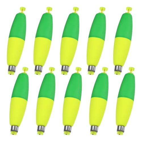 M METERXITY Pack Fishing Bobbers Floats, EVA Foam Weighted Bobbers, Clip-on Floats Slip Corks Floaters Strong Buoys - color: Green & Yellow, size: 3.78" Length