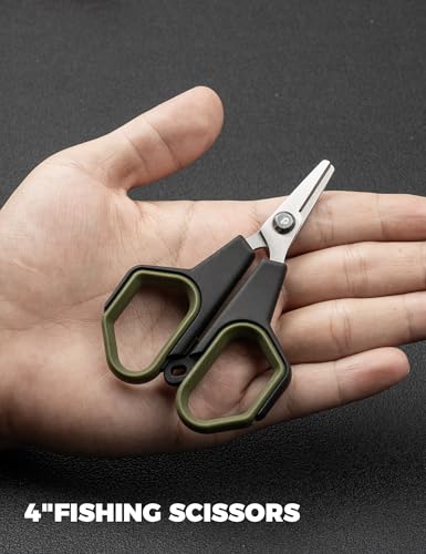 3.9" Fishing Scissors,Stainless Steel Fishing Line Cutter for Fishing Braided Line,Non-Slip Grip Small Fishing Scissors for Saltwater - color: Green