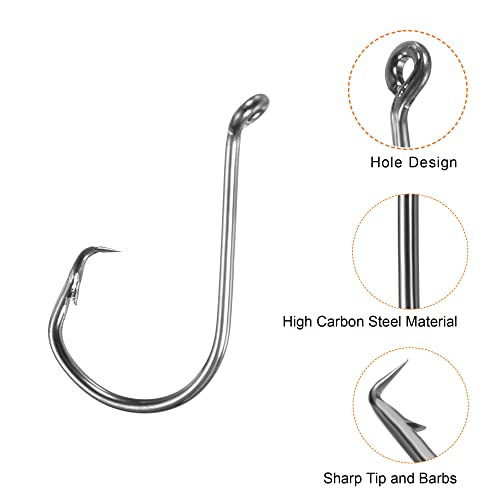 PATIKIL Fishing Circle Hooks Carbon Steel Offset Hook with Barbs for Freshwater Saltwater - size: 27mm/1.06"
