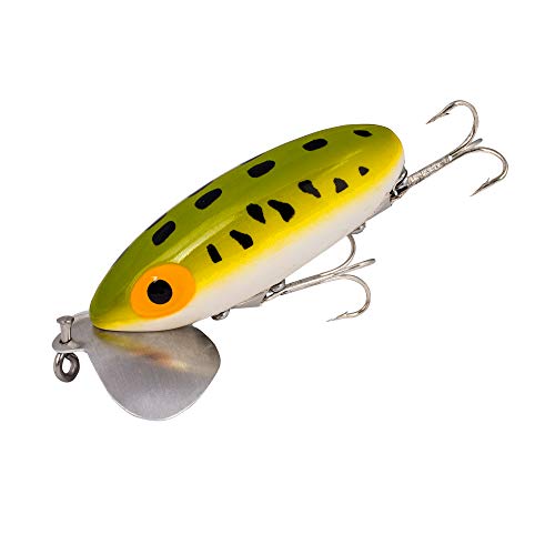Arbogast Jitterbug Topwater Bass Fishing Lure - Excellent for Night Fishing - color: Frog White Belly, size: 2 1/2" 3/8 oz