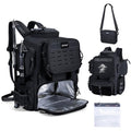 Goture Fishing Backpack, 58L 900D Water-Resistant Insulated Tackle Backpack with Cooler, Rod Holders, 8 Lure Pockets, Detachable Crossbody Bag, Gear Storage Large Fishing Bag for Camping Hiking - color: Black