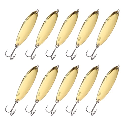 Fishing Spoons Lures, Metal Saltwater Treble Trout Lures Jigging Spoon with Treble Hooks Casting Spinner Baits - color: Gold, size: 35g / 1 1/4oz