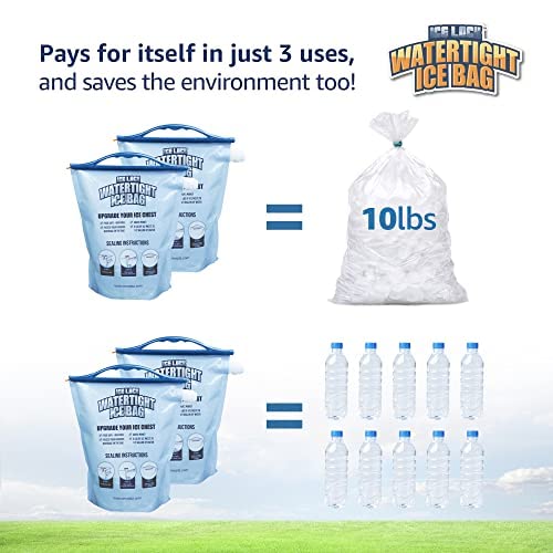 Large Leakproof Ice Bag. Reusable Ice Pack for Cooler - Long Lasting Instant Cooler Ice Packs - Drop in Cubed Ice to Make Cold, Dry Freezer Packs for Coolers - Drink Your Ice When It Melts - size: Large (96 fl oz) / 4 Pack