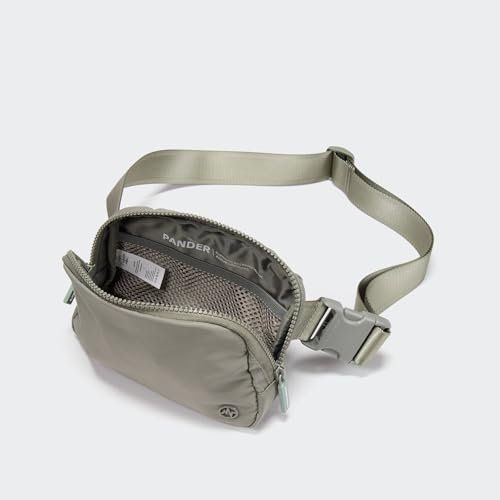 Pander Two Way Zipper Fanny Pack Nylon Everywhere Belt Bag for Women, Water Repellent Waist Packs, Crossbody Bags with Adjustable Strap (Grey Sage). - color: Grey Sage