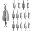15Pcs Fishing Weights Sinkers Inline Trolling Fishing Weights with Inner Swivels Bullet Sinkers Fishing Weights for Saltwater Freshwater Fishing - size: 3/16oz