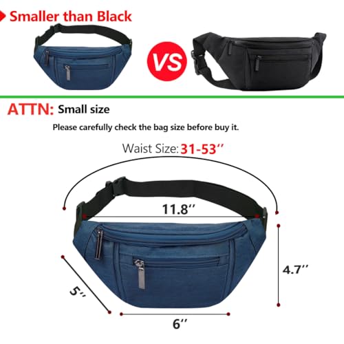 AIKENDO Fanny Pack for Men Women, Crossbody Waist Bag Pack Phone Bag | Belt Bag for Travel Walking Running Hiking Cycling, Adjustable Lightweight Hip Pack, Easy Carry Any Phone,Wallet(Dark blue) - color: Dark blue