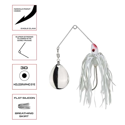 Redman Spinner Bait by Jimmy Houston, 3/8 Ounce Colorado Spinnerbait - color: White