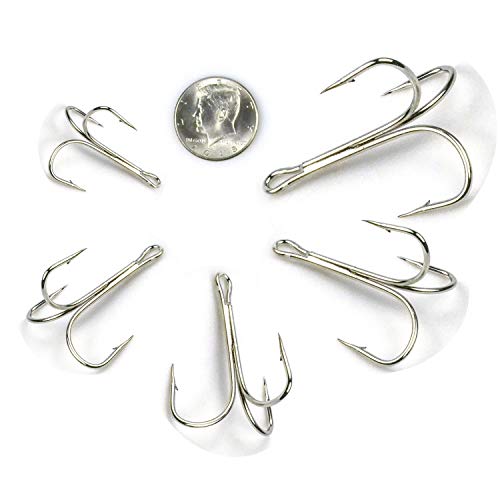 Fishing Treble Hooks, Freshwater Saltwater Triple Fishing Hooks for Snagging Trout Walleye Catfish Lures Baits Replacment, Extra Strong Sharp, Silver, 20/50pcs - size: 7/0-50pcs