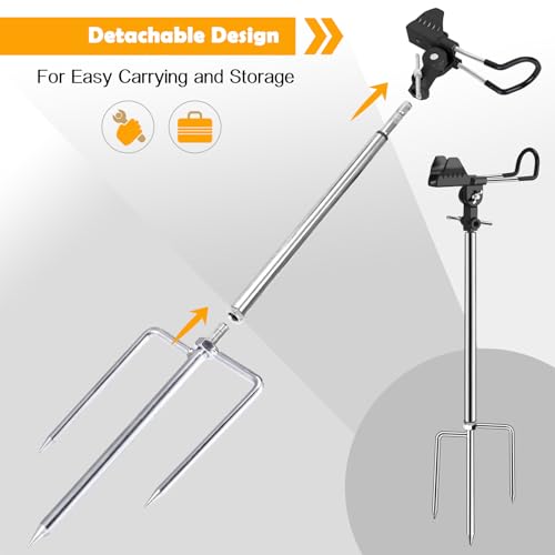 Fishing Rod Holders, Fishing Pole Holders for Ground, Multifunctional Stainless Steel Beach Fishing Rod Holder Fishing Gifts for Men(2 Pack ) - color: Black