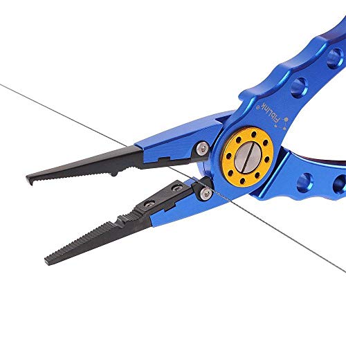 Lixada Fishing Pliers Saltwater Aviation Aluminum with Sheath and Lanyard - Braid Cutters Split Ring Pliers Hook Remover Line Cutting Stainless Steel Jaw Fish Holder, Durable & Lightweight - color: Blue