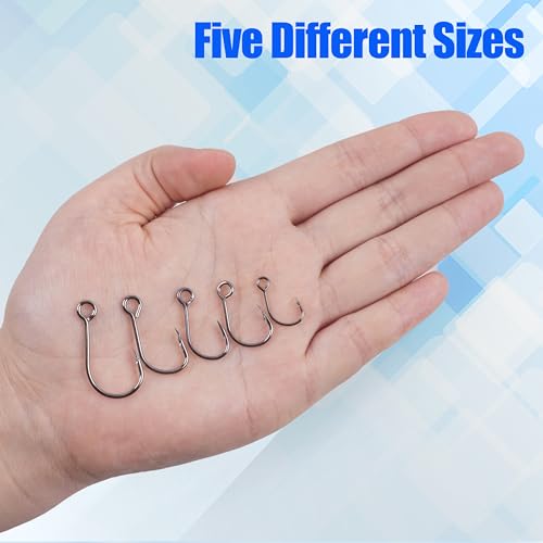 Fishing Inline Single Hooks kit Replacement Fishing Hooks for Lures Plugs Baits Inline Circle Hooks Baits Inline Circle Hooks with Barbed Large Eye Saltwater Freshwater - style: 60pcs
