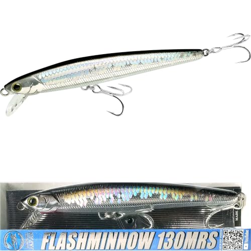 LUCKY CRAFT FlashMinnow 130MRS Saltwater Fishing Lures, Jerkbait for Halibut and Bass Fish, Slow Sinking 2-4ft, Surf Fishing Gear and Tackle Box Accessories - color: 765 MS Anchovy