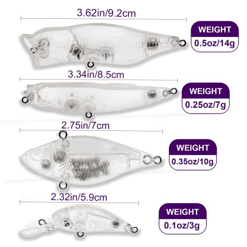 10pcs/20pcs Fishing Blanks Lures Kit Fishing Topwater Unpainted Swimbait Unpainted Crankbaits Hard Baits DIY Lure for Bass Salmon Trout Saltwater and Freshwater - color: C: Fishing Blank Hard Lures Kit 20pcs