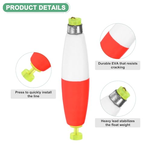 M METERXITY Pack Fishing Bobbers Floats, EVA Foam Weighted Bobbers, Clip-on Floats Slip Corks Floaters Strong Buoys - color: Red & White, size: 3" Length