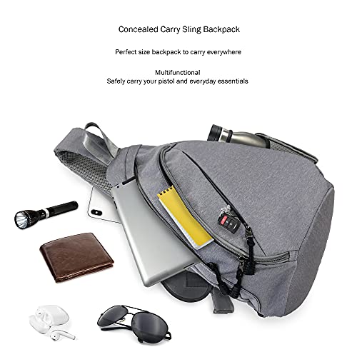 JESSIE & JAMES Peyton Crossbody Sling Backpack Concealed Carry Purse For Women Men Outdoor Chest Bag Shoulder Backpack - color: Grey