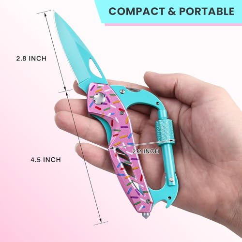 6-in-1 Multitool with Folding Pocket Knife, Bottle Opener, Window Breaker and Screwdriver, Pocket Multi Tool, Gifts for Men Women, Survival Gear for Camping Hiking - color: Macaron