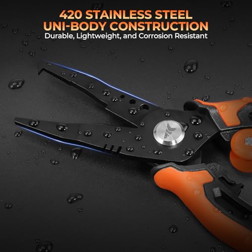 KastKing AeroVice 7.5” Fishing Pliers, 420 Stainless Steel, Uni-Body Construction, Lightweight & Corrosion-Resistant, Multi-Function Jaws, Braid Cutters, Sheath, Lanyard & Carabiner - style: 7.5'' Split Ring Nose