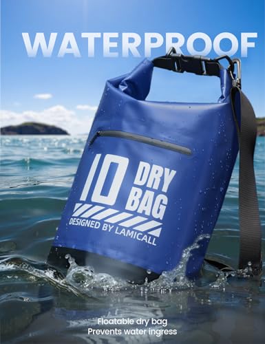 Lamicall Waterproof Dry Bag with Phone Pouch - 5L/10L/20L/30L/40L Floating Roll Top Backpack for Kayaking Boating Beach Camping Fishing - Heavy Duty 500D PVC Marine Dry Sack for Men, Women, Blue 30L - color: Navy Blue, size: 30L